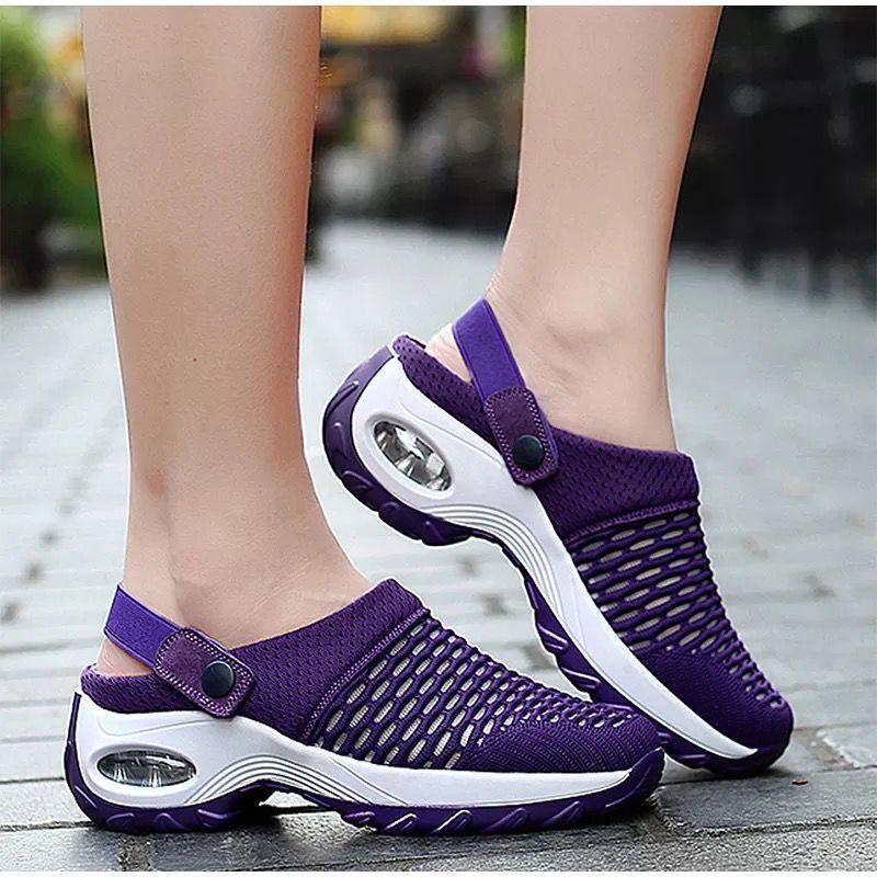 Luxury Brand Designer Shoes Sandals Foreign Trade Plus Size Women's Summer Korean Style Mesh Slip-On Slippers Rocking Mom Half-Toe Sandals Revers
