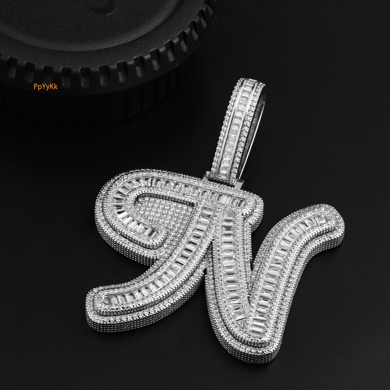 Luxury Moissanite Hip Hop Mixed Letters Diamond Inlaid Trendy Fashion Streetwear Versatile Unisex Statement Necklace Pass the diamond tester