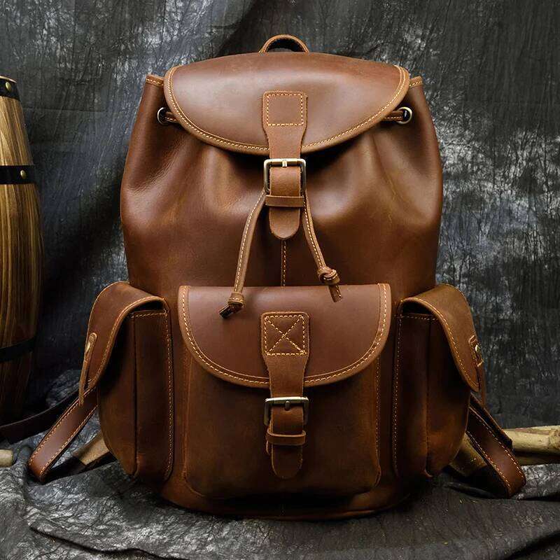 Men's Women's Crazy Horse Backpacks Vintage Genuine Laptop Men Women Unisex Bapacks Cow Leather School Bag