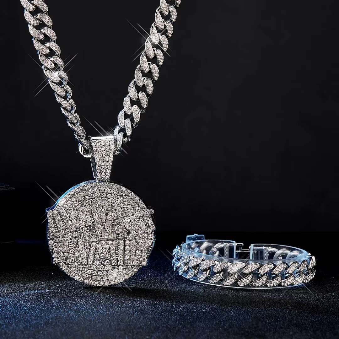 Bold Hip-Hop Money Family Bling Pendant Personalized Moissanite Diamond on Gold Unique Hip-Hop Jewelry