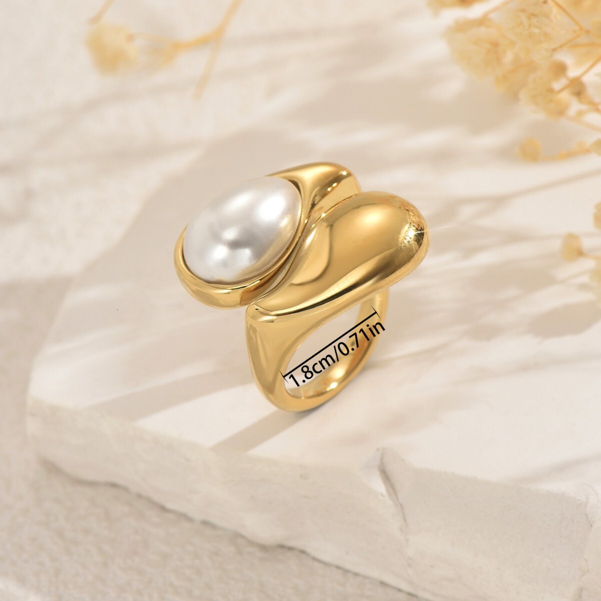 Inlaid Pearl Design Open Versatile High-End Sense Ring