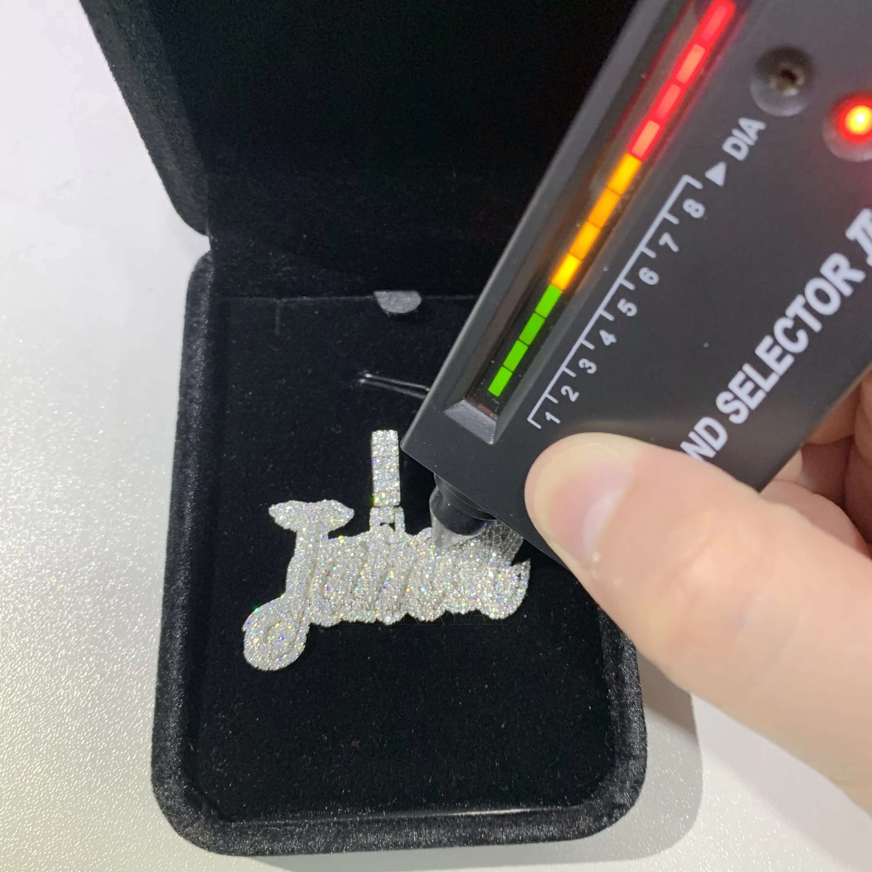 Hiphop 1.5in Moissanite Initial Pendant S925 Iced Out VVS Moissanite Diamond Letter Pendant Bling Rapper Moissanite Name Pendant