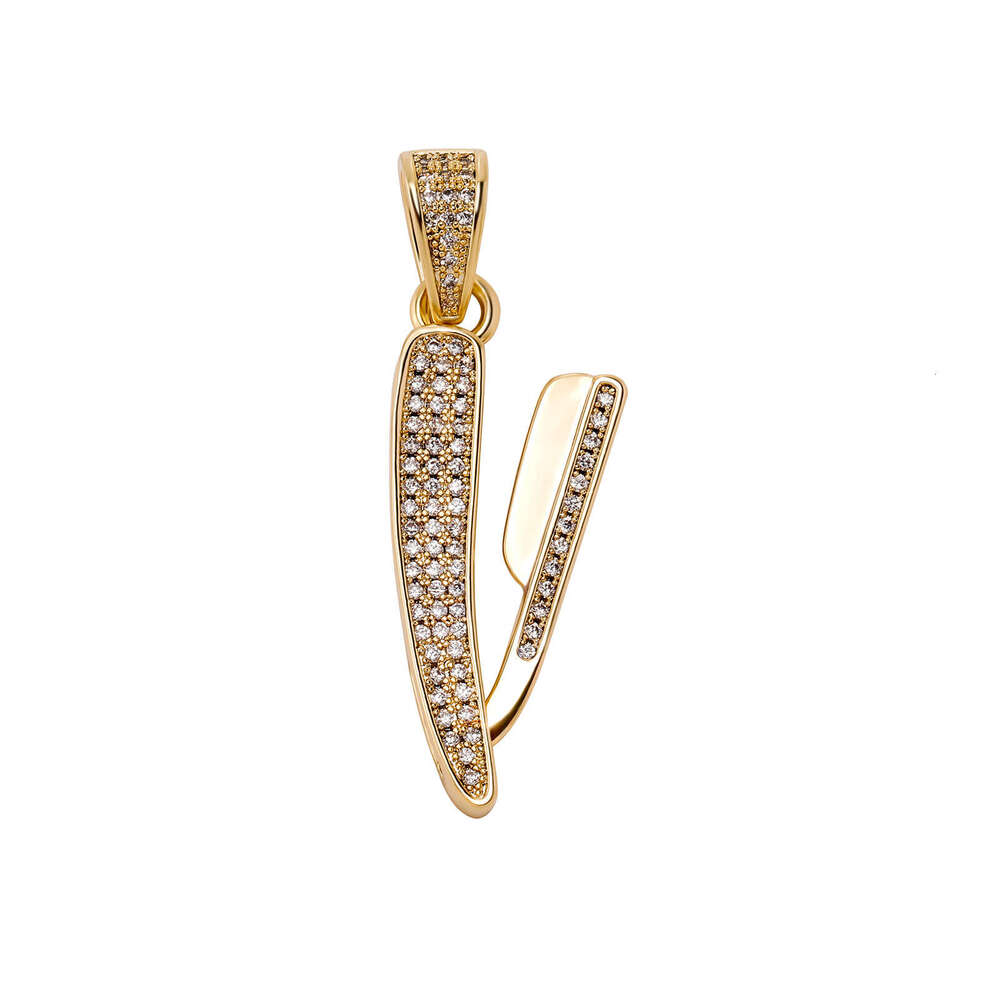 Hip Hop New Style Razor Copper Inlaid Zircon Full Dia Personality Unisex Trendy Necklace Jewelry Ins