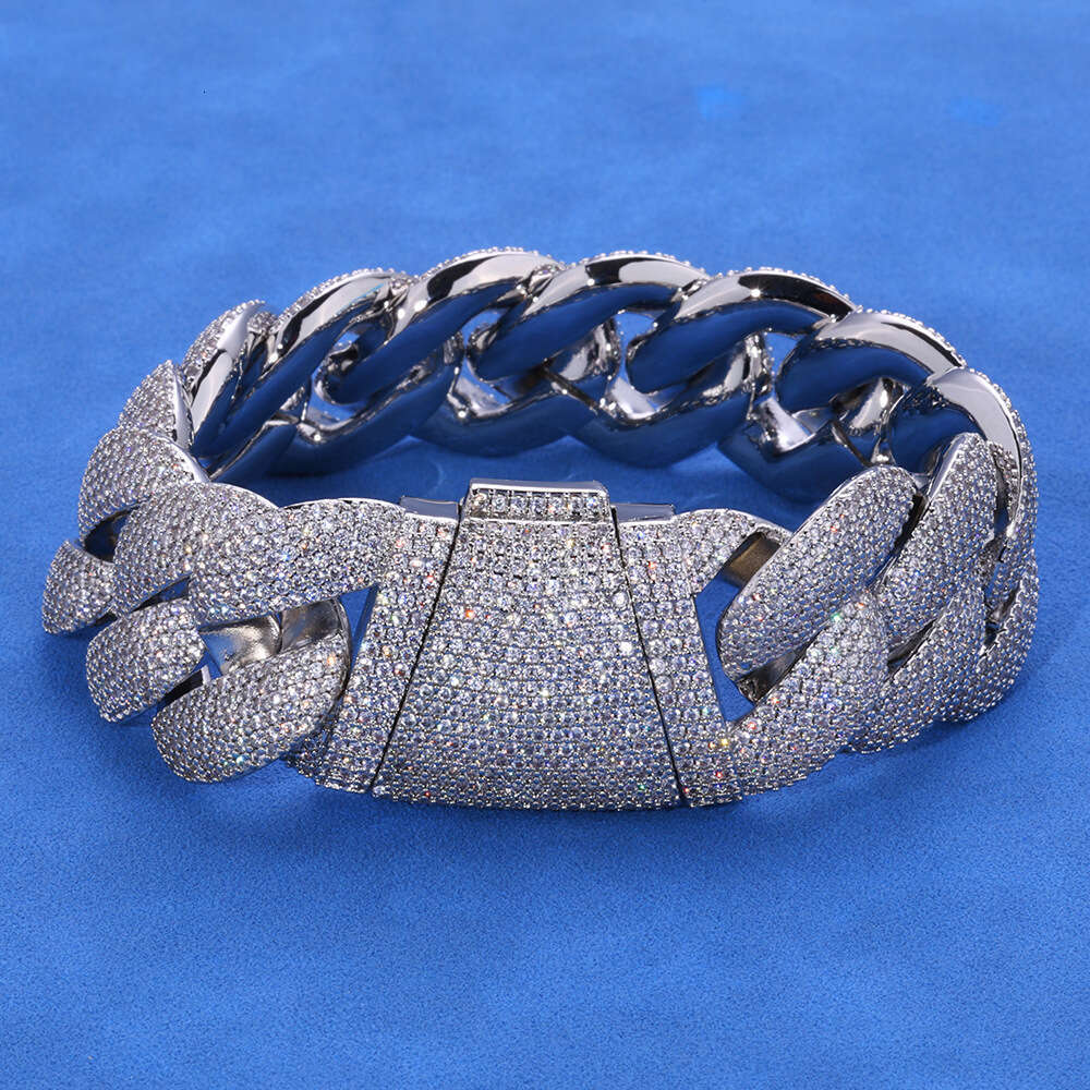 Hip Hop 24mm Bubble Cuban Chain Zircon Trendy Brand Personality Inlaid Dia Men's Bracelet Accessory 37d3