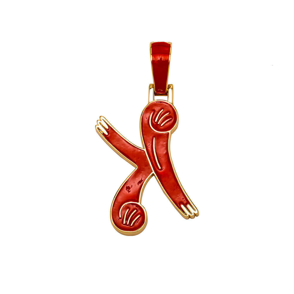 Jin Ao Design Chinese Hip-Hop Pendant Full Dia Zircon Enamel Double-Sided English Letter National Style Necklace