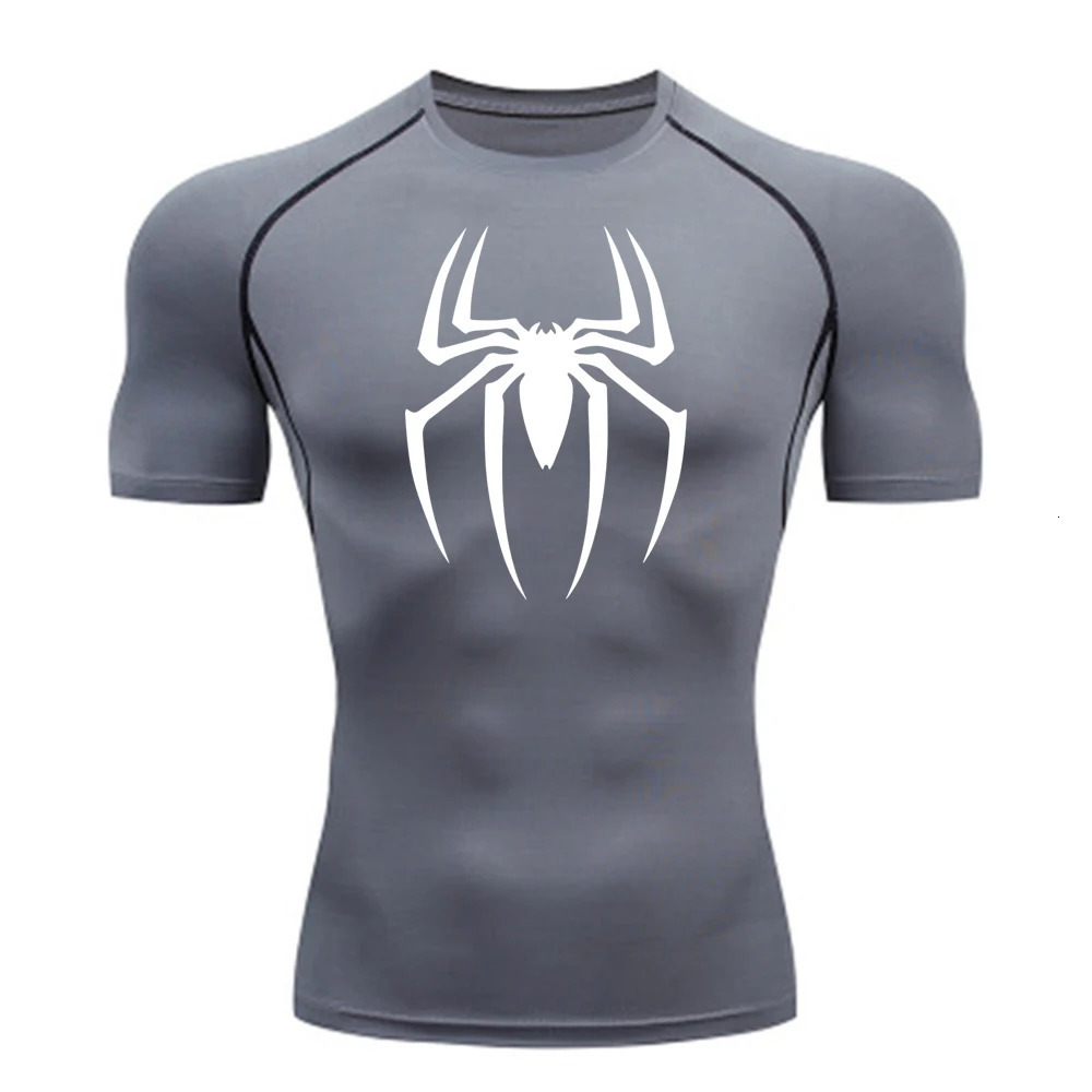 2024Mens Spider Print Compression Shirt Quick Dry TShirt Gym Running Jersey Breathable Short Sleeve Spring Summer M3XL 250614