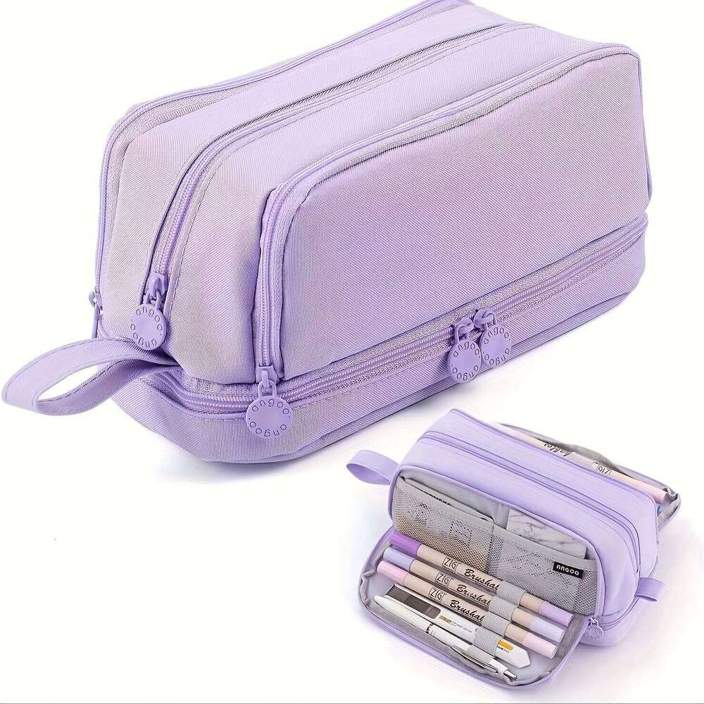 Large capacity stationery durable oxford cloth pencil case, portable organizer for school, office and university supplies