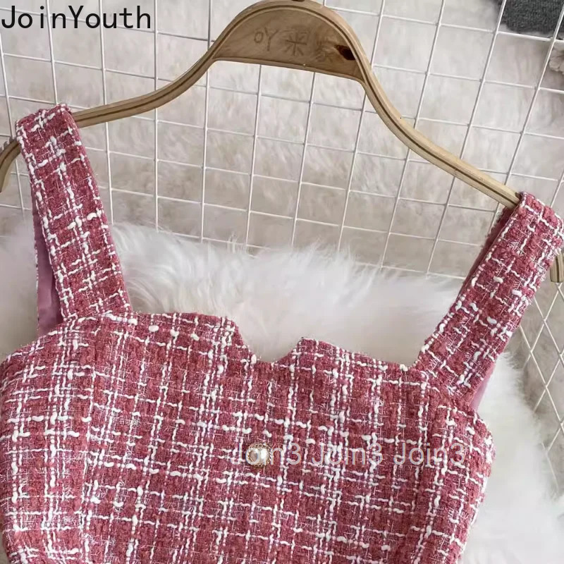 2025 Vestidos De Mujer Korean Dresss for Women Slim Waist Sleeveless Tunic A-line Tweed Robe Femme Vintage Temperament Dress
