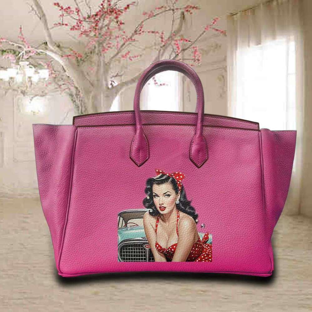 Lips Printed Customize Art Bags for Women Handbags Popular Designer Goods Unique Gift Crossbody Bag 100% Real Cowhide