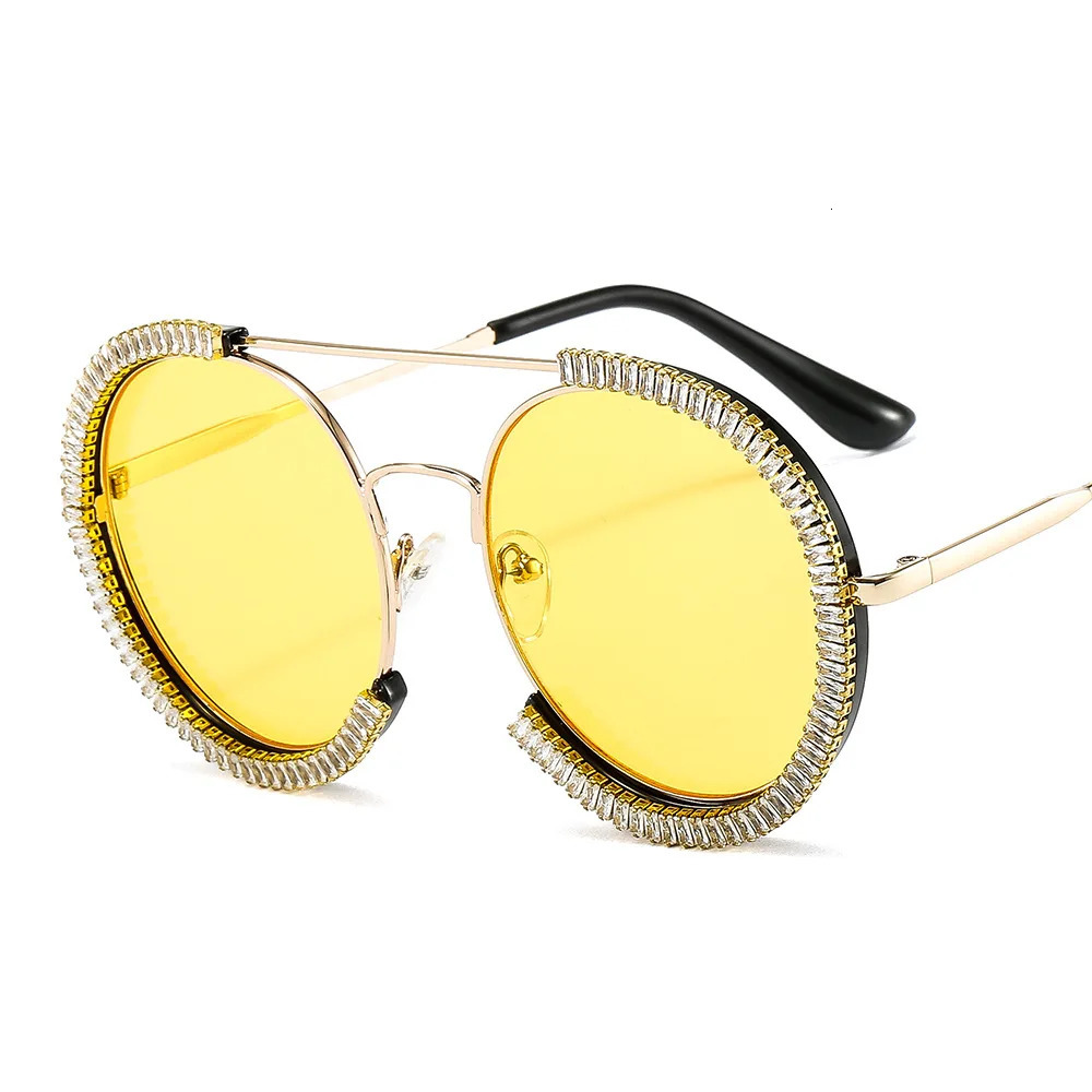 Diamond Round Sunglasse Crystal Blingbling Sun Glasses Men Female Plain Sun Glasses Lunette De Solei Sunglasses 250617