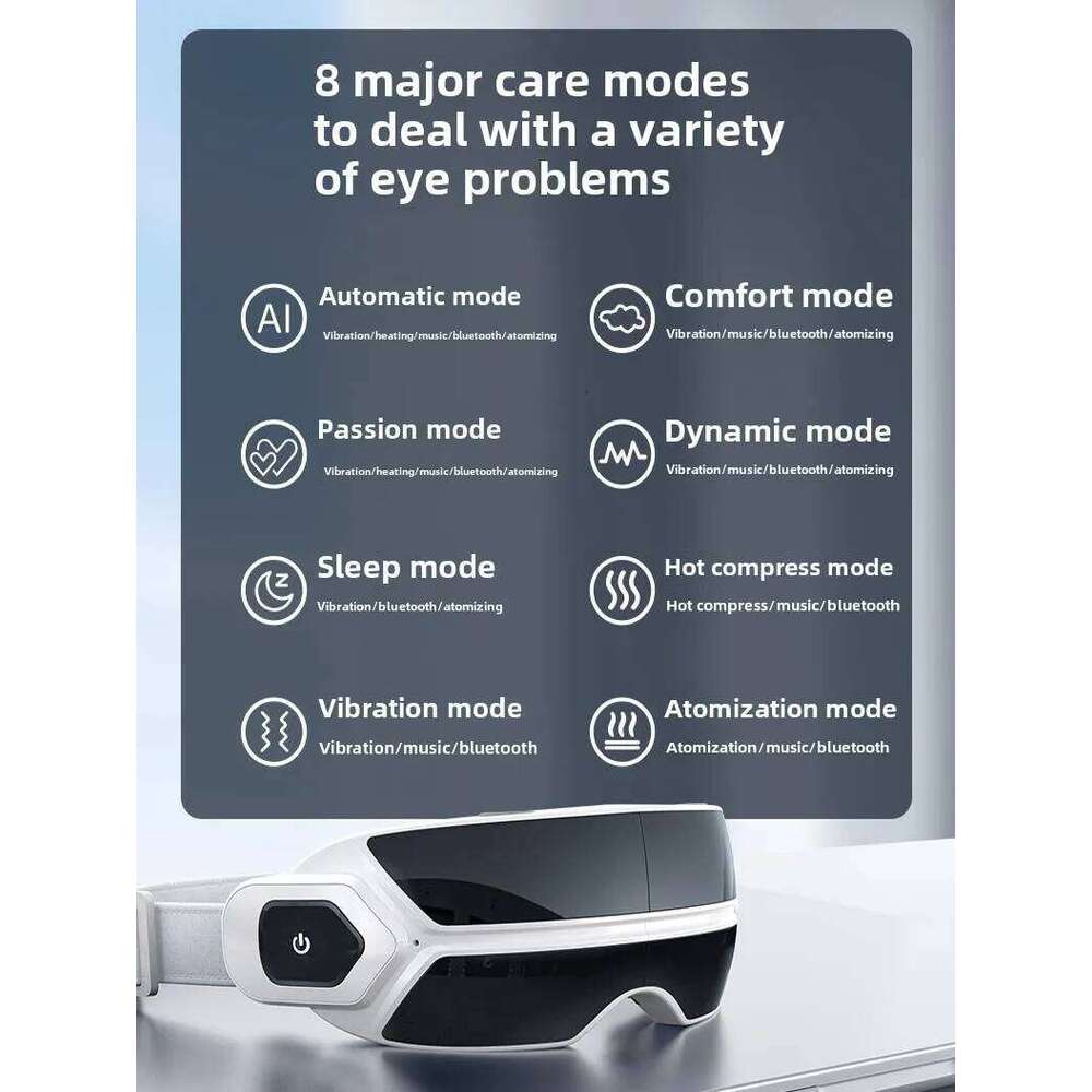 Designer Luxury Atomized Steam Massager Bone Conduction Bluetooth Music Airbag Pressure Vibrator Smart Eye Massage Instrument Foldable