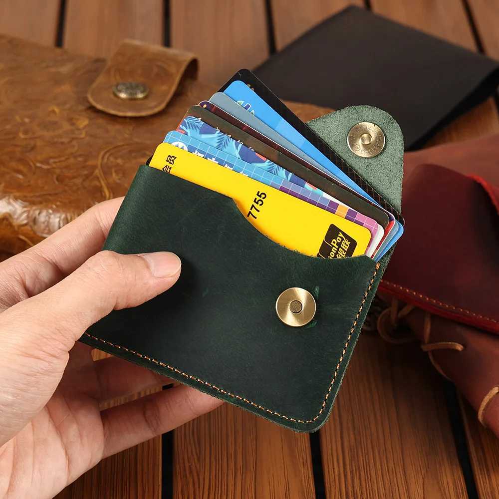 Vintage Cow Leather Holder Bank Slim Cardholder ID Card Holders for Men Mini Card Wallet Z250621