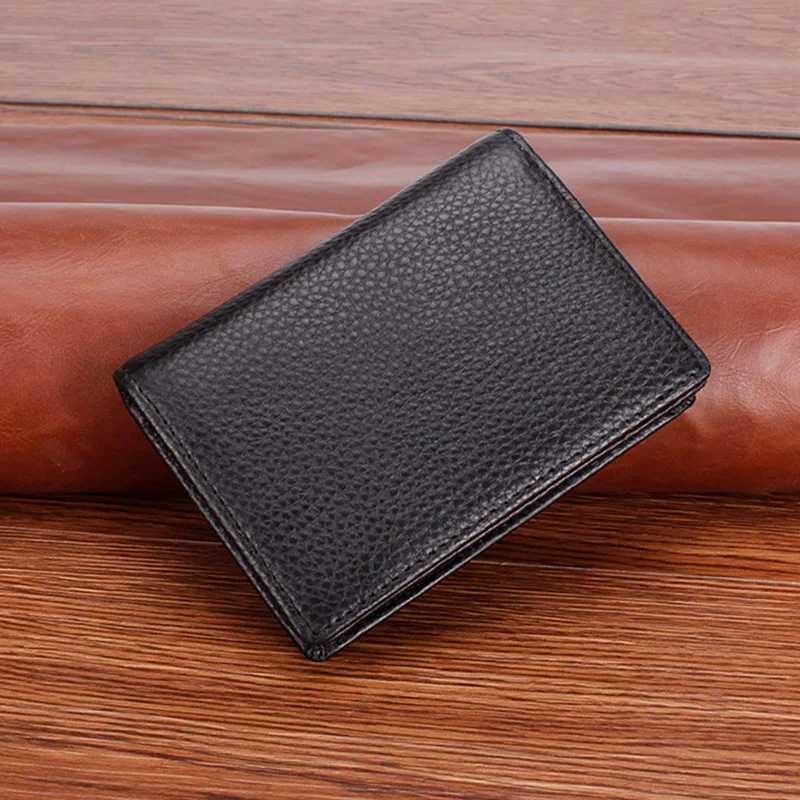 Mens Card Holder Wallet Genuine Leather Wallets Small Purse Slim Cardholder Mini Short Case ID Card Holder for Men Z250621