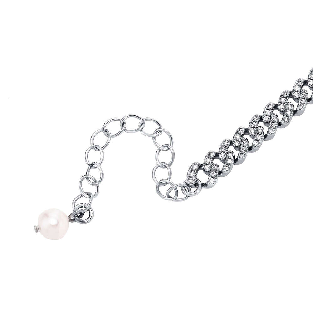 Cuban Bracelet Punk Hip Hop Unisex Color-Retaining Chain Natural Pearl Pendant Gold Australian