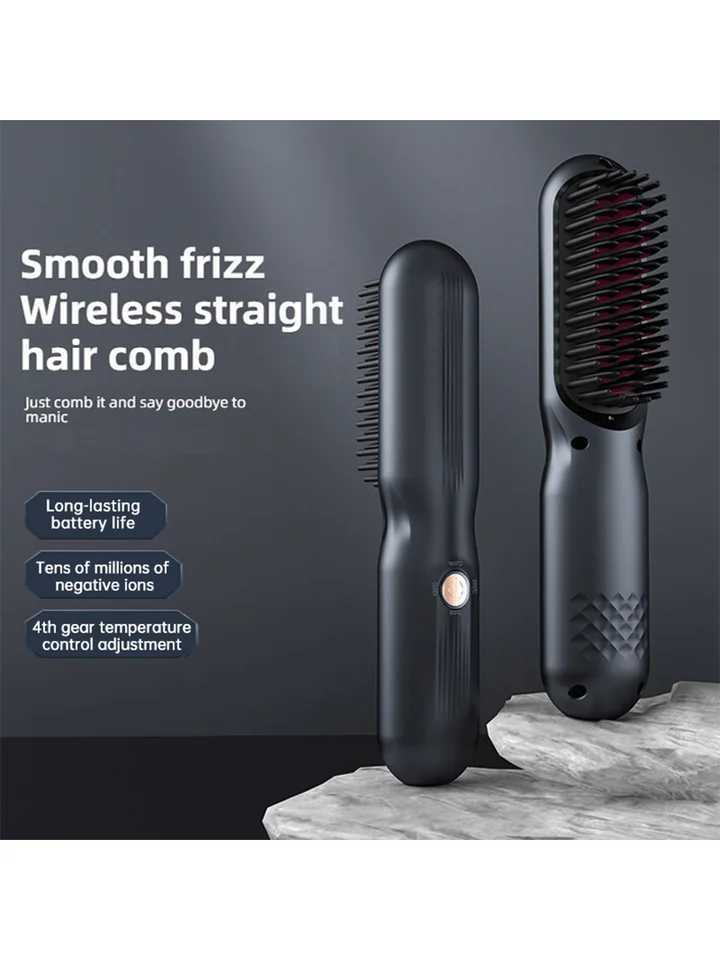 Ionic Hair Straightener Brush With Negative Ions 30-Second Quick Heat USB Rechargeable Cordless Suitable For Dry HairXJ250621