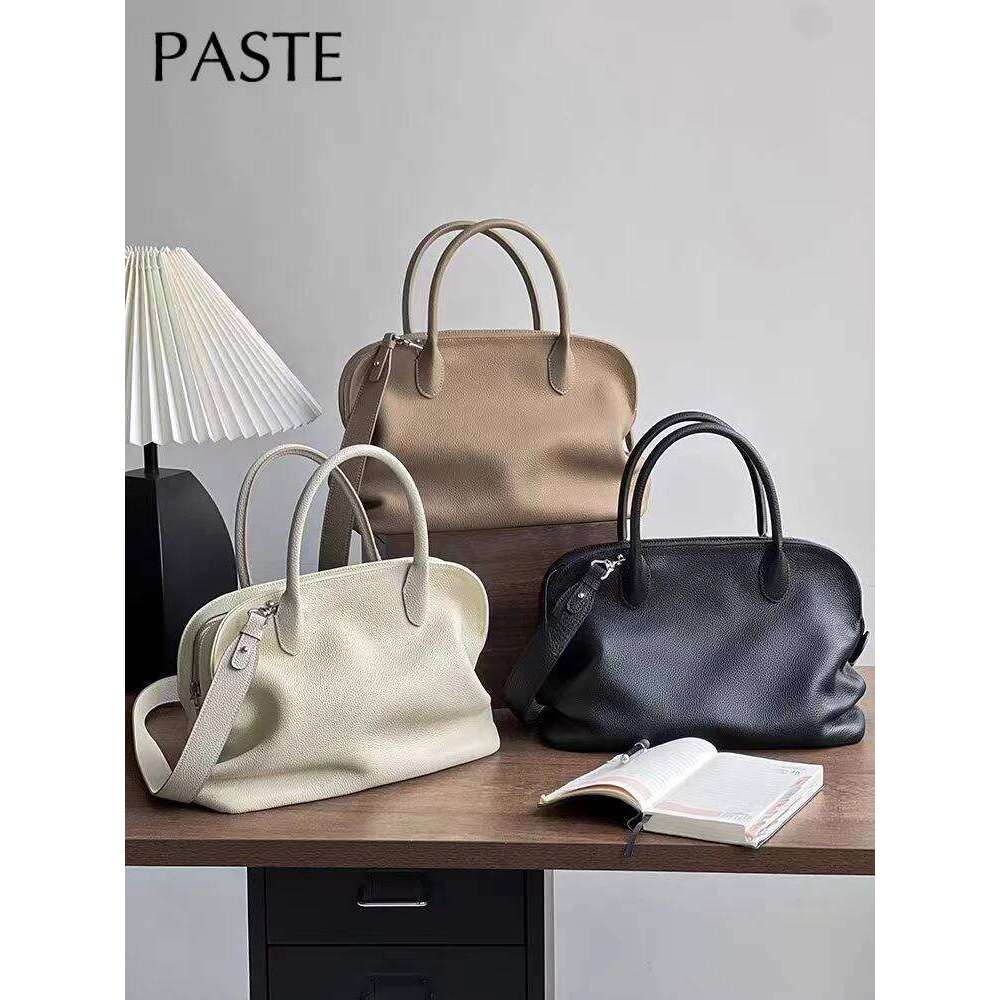 White Soft Large Capacity Women Tote With Contours Imported Cow Leather Business OL Ladies Shoulder Bag Cowskin Handbag