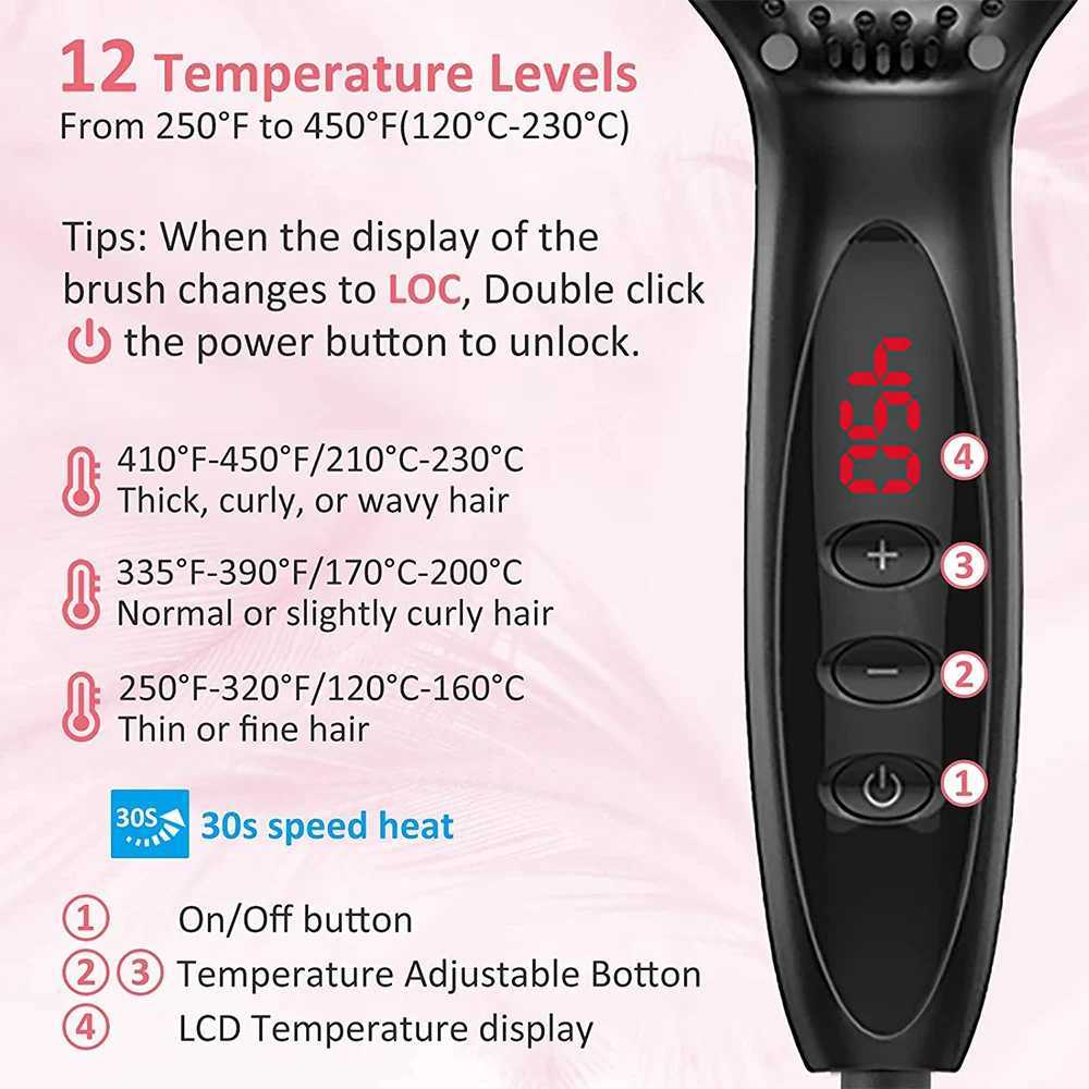 Hair Straightener Brush Negative Ion Hot Comb Electric Hair Brushes Flat Iron Beard Straightener Professional Straightener CombXJ250621