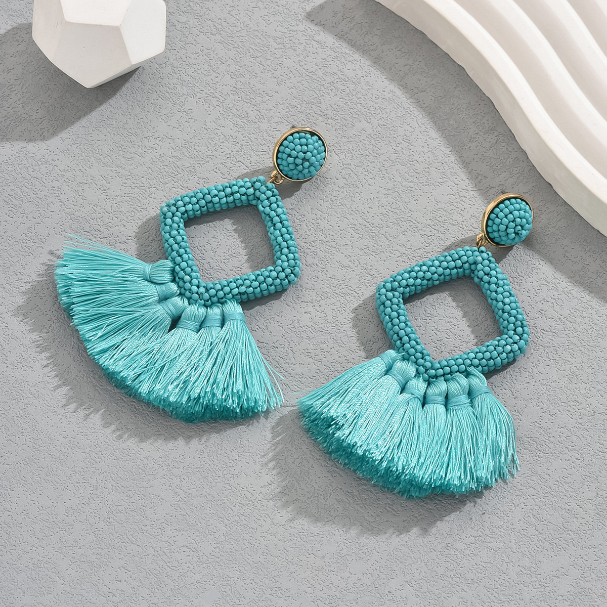 Fashion Commuter Style Personality Earrings For Women Dot Bead Studs High-End Tassel Ear Jewelry