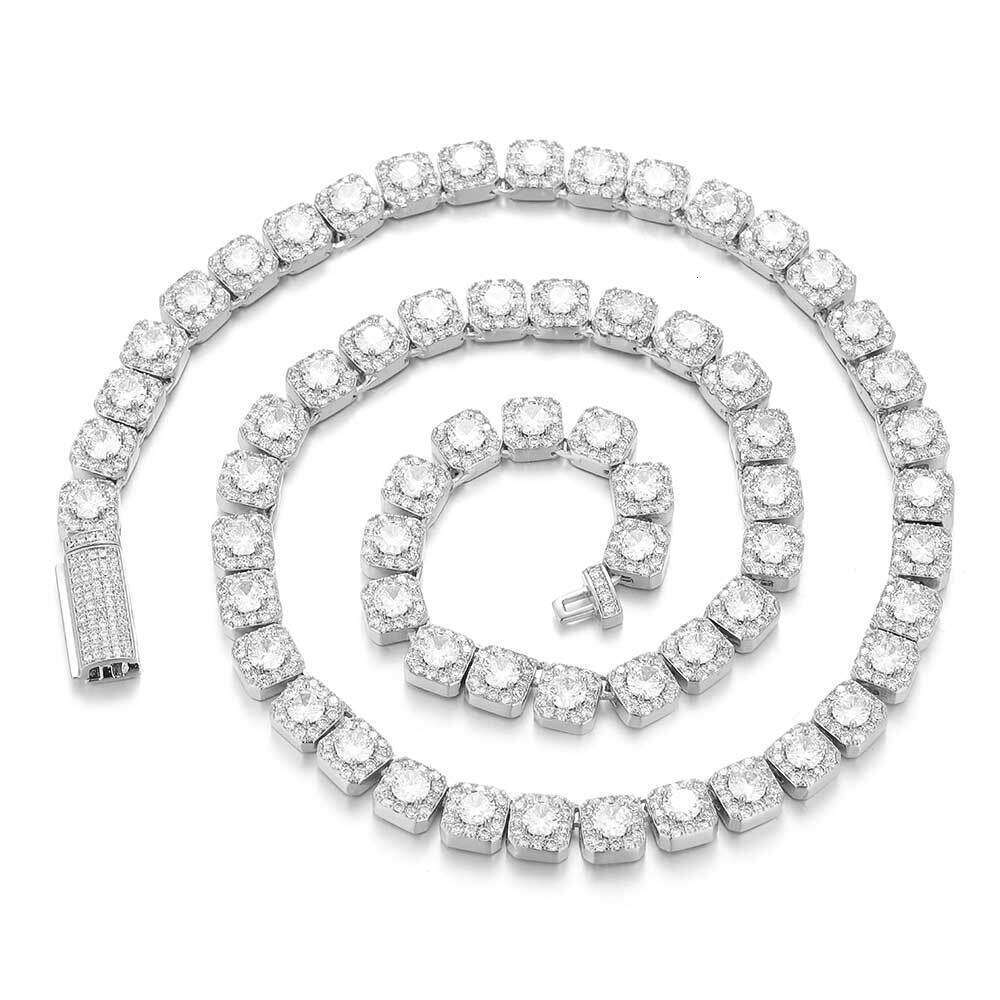 Hip Hop 7mm Flip Clasp Zircon Rock Candy Chain Men's Necklace Jewelry High-end Niche 2e7d