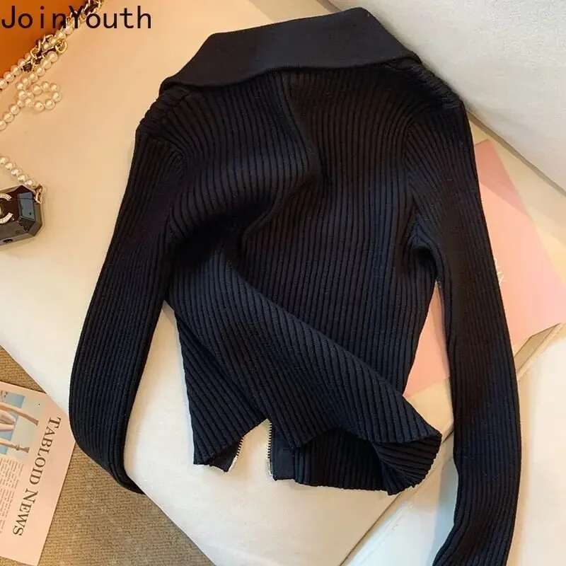 Knitted Cardigan Sweaters Jackets 2025 Womens Clothing Pull Femme Fashion Casual Zipper Sueter Slim Korean Cardigans Y2k Tops