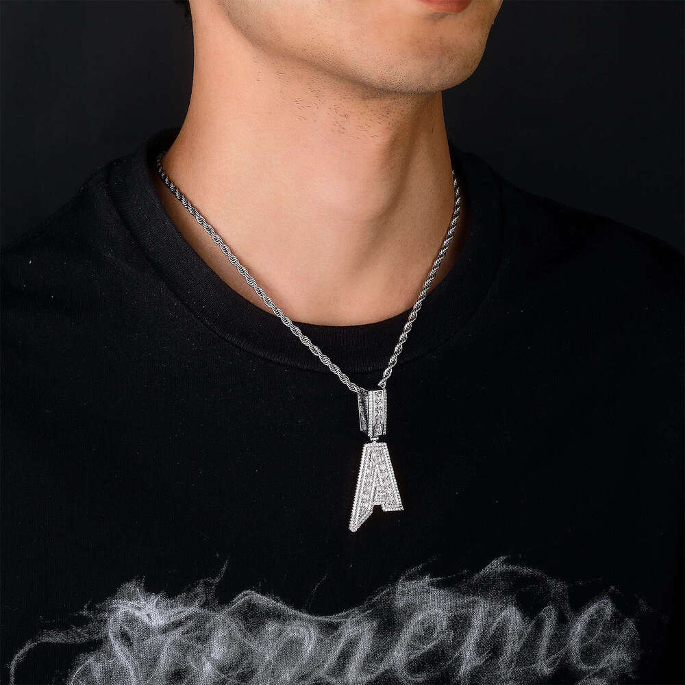Jin Ao New Hip-Hop Jewelry DIY English Letter Pendant Sharp Double Layer Full Dia Men's Trendy Necklace