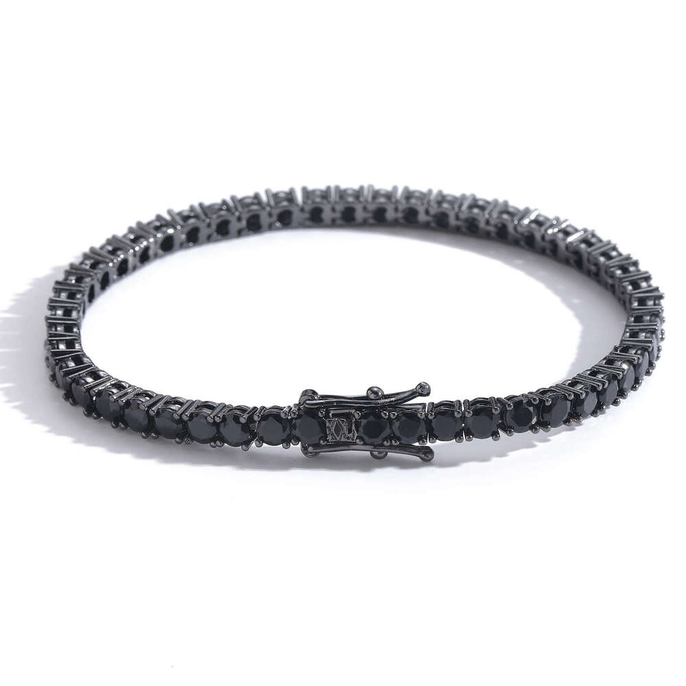 Tennis Chain Gun 4mm Black Single Row Zircon Trendy Brand Men's Hip Hop Necklace b406