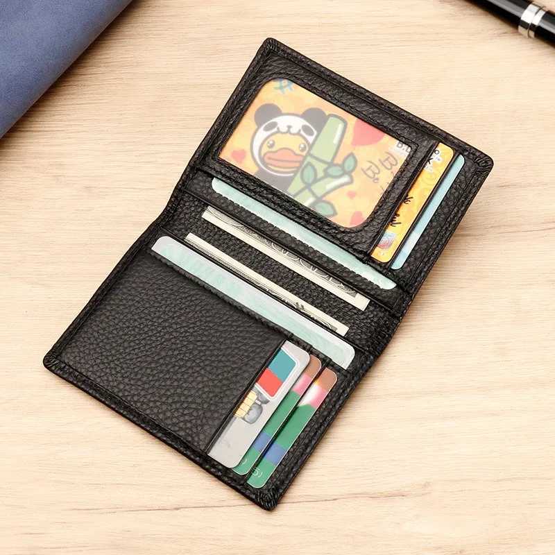 Portable Genuine Leather Card Holder Wallet Men Multi Slots Bank Case ID Bus Card Holder Minimalist Cardholder Bag Z250621