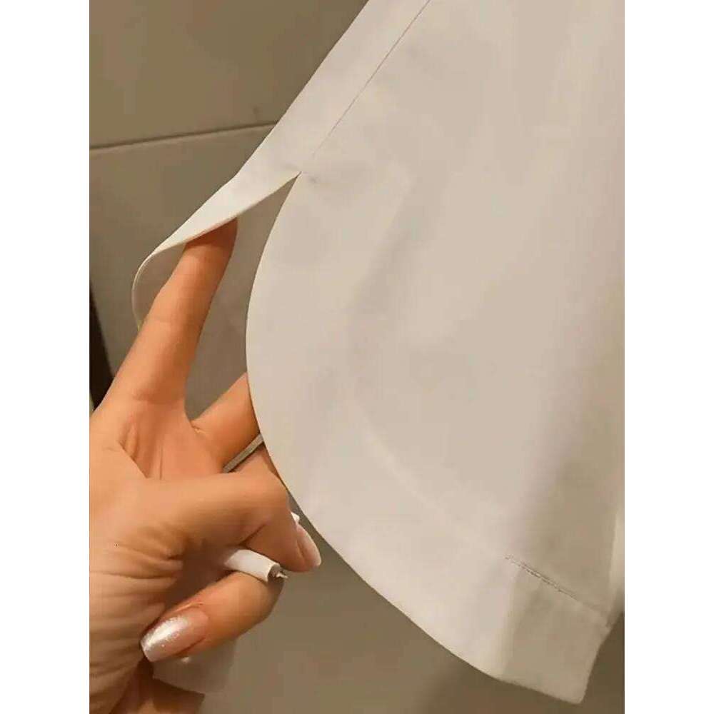 2025 Summer Blouses Half Embroidered Short Top Flip Collar Loose Bat Sleeve White Shirt For Women
