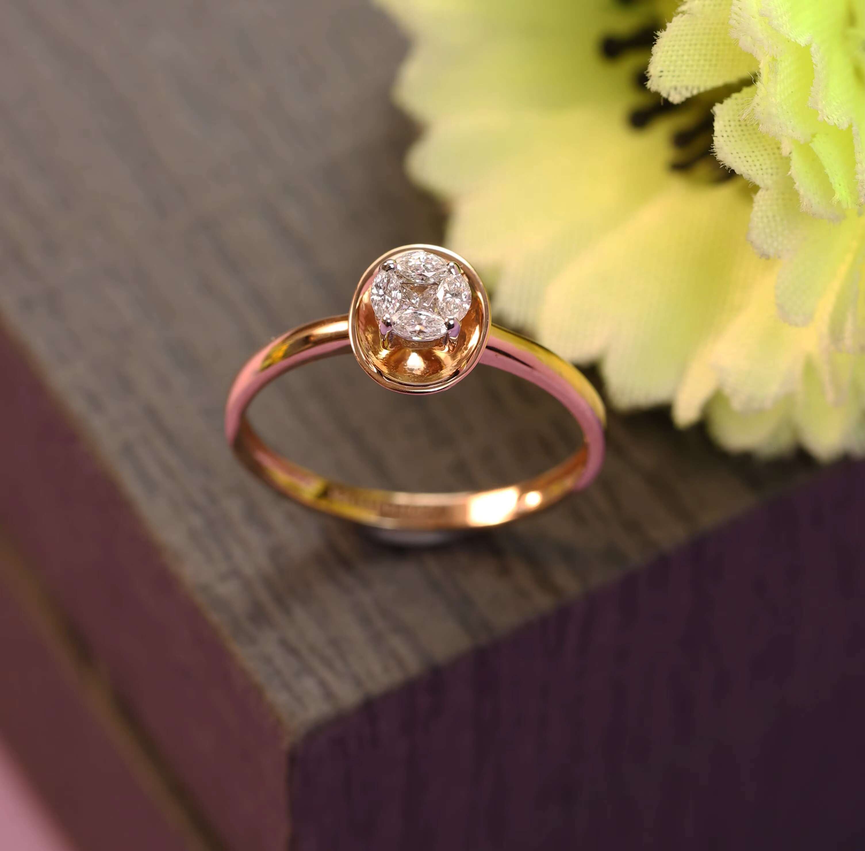 High Premium Quality Cheap Price High 18K Rose Gold Plated Diamond Engagement Ring Elegant Design Anniversary