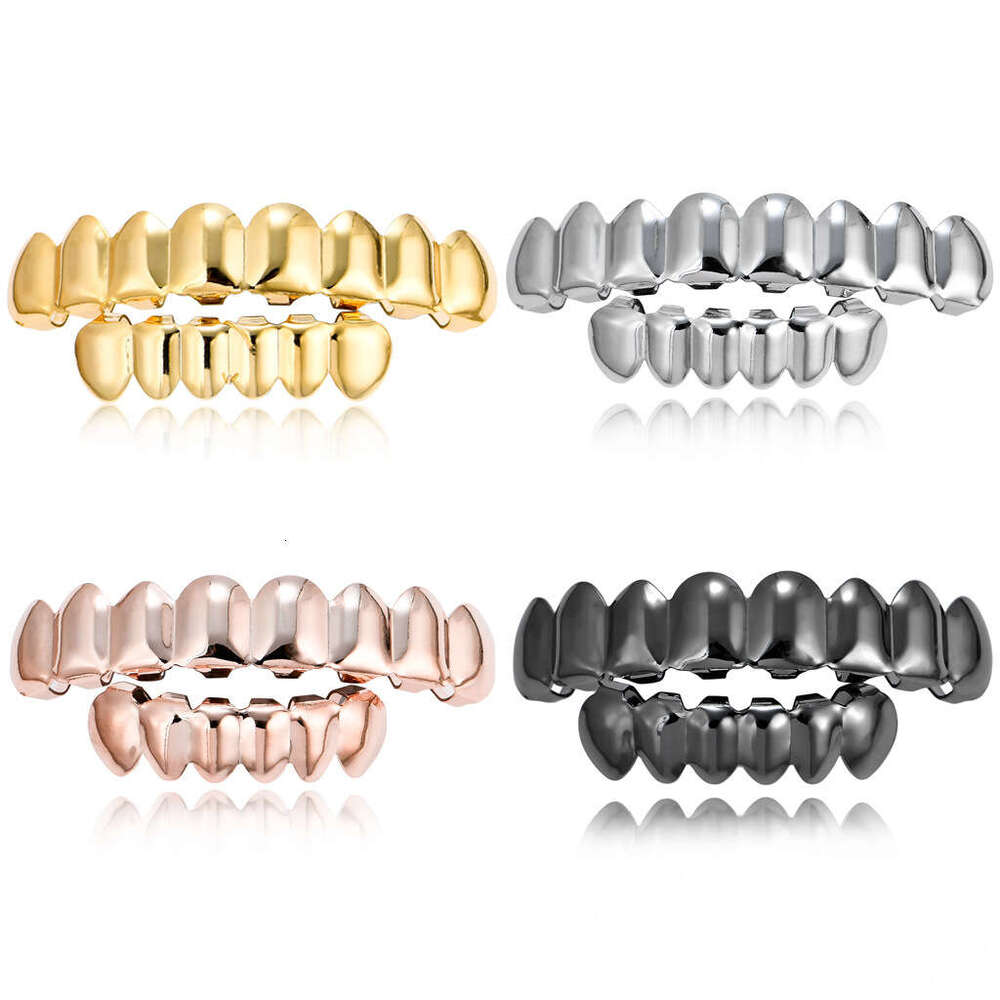 Hip Hop Plated 8 Gold Halloween Teeth Grillz Accessories f43b