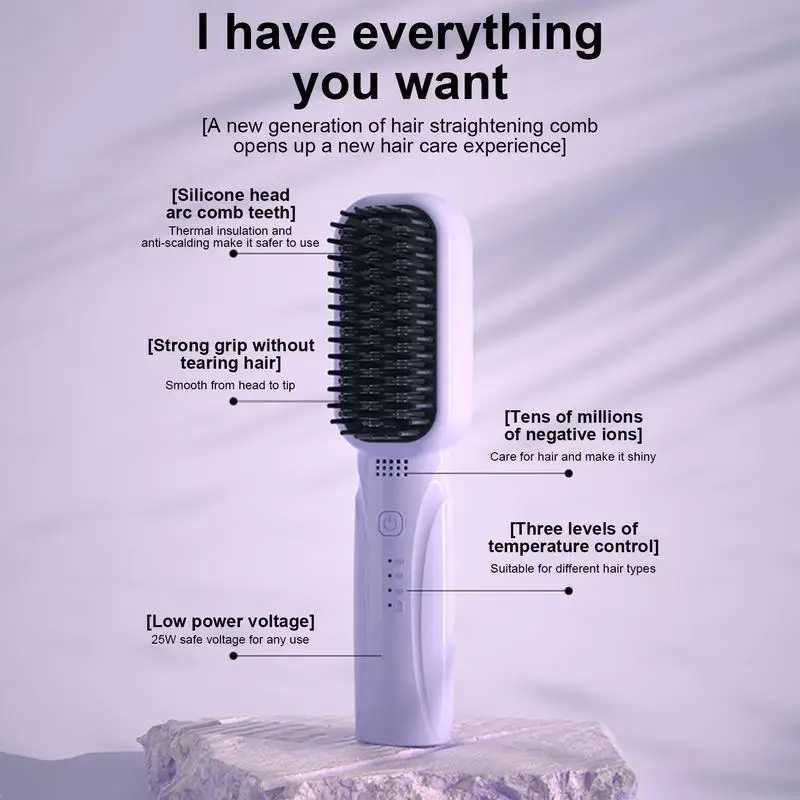 Hair Straightener Professional Quick Heated Electric Hot Comb Hair Straightener Personal Care Multifunctional Hairstyle BrushXJ250621