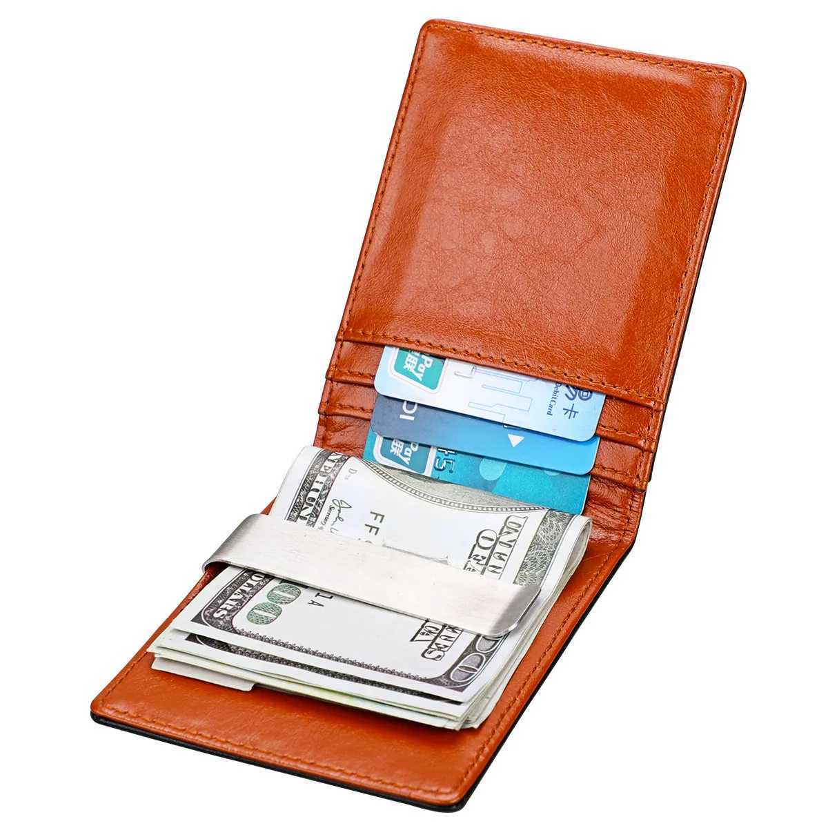 hot sale RFID genuine leather short wallets high quality ID holders small mini wallets men money clip Z250621