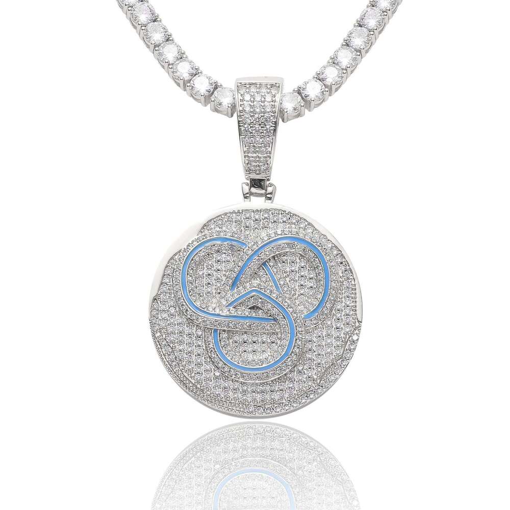 Meisa New GALI Collaboration Small Cake Hip-Hop Micro-Paved Zircon Personality Rap Pendant Trendy Brand Accessory 01c6