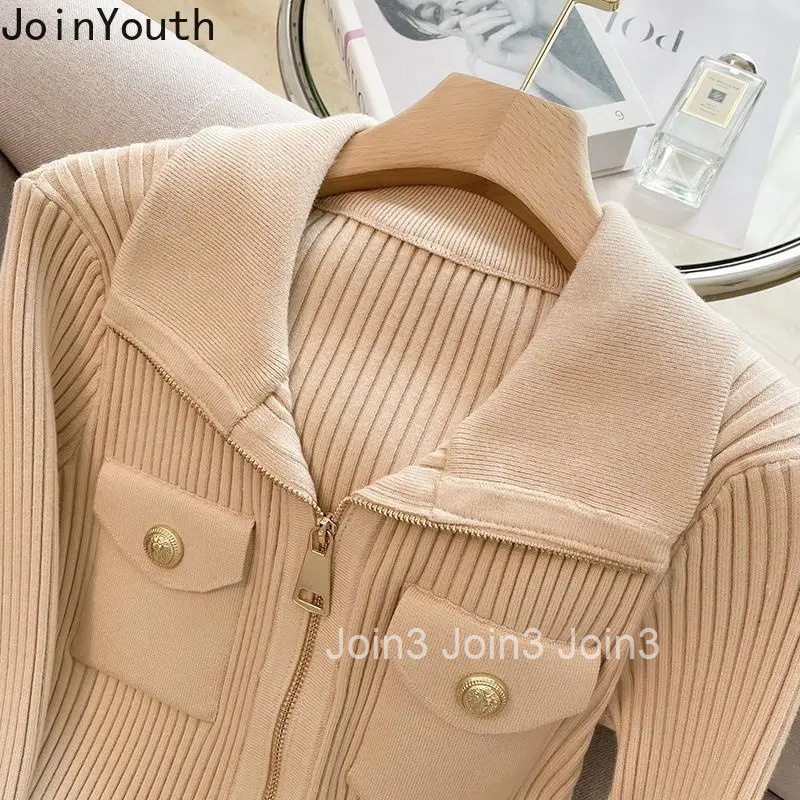 Black Sueter Mujer Long Sleeve Tunic Cropped Sweater Coat Pull Femme Women Clothing Fashion Casual Knitted Y2k Cardigan Tops