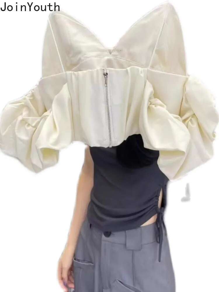 Fashion Y2k Top Women Clothing V-neck Off Shoulder Sling Vest Korean Folds Zipper Tunic Crop Tops Summer Tanks 2025 Ropa Mujer