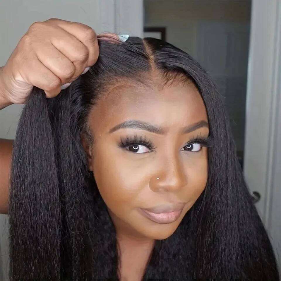 Yaki Kinky Straight Glueless Wigs Ready To Wear Preplucked 4C Edges 13x6 HD Lace Frontal Wig Human Hair For Women 200