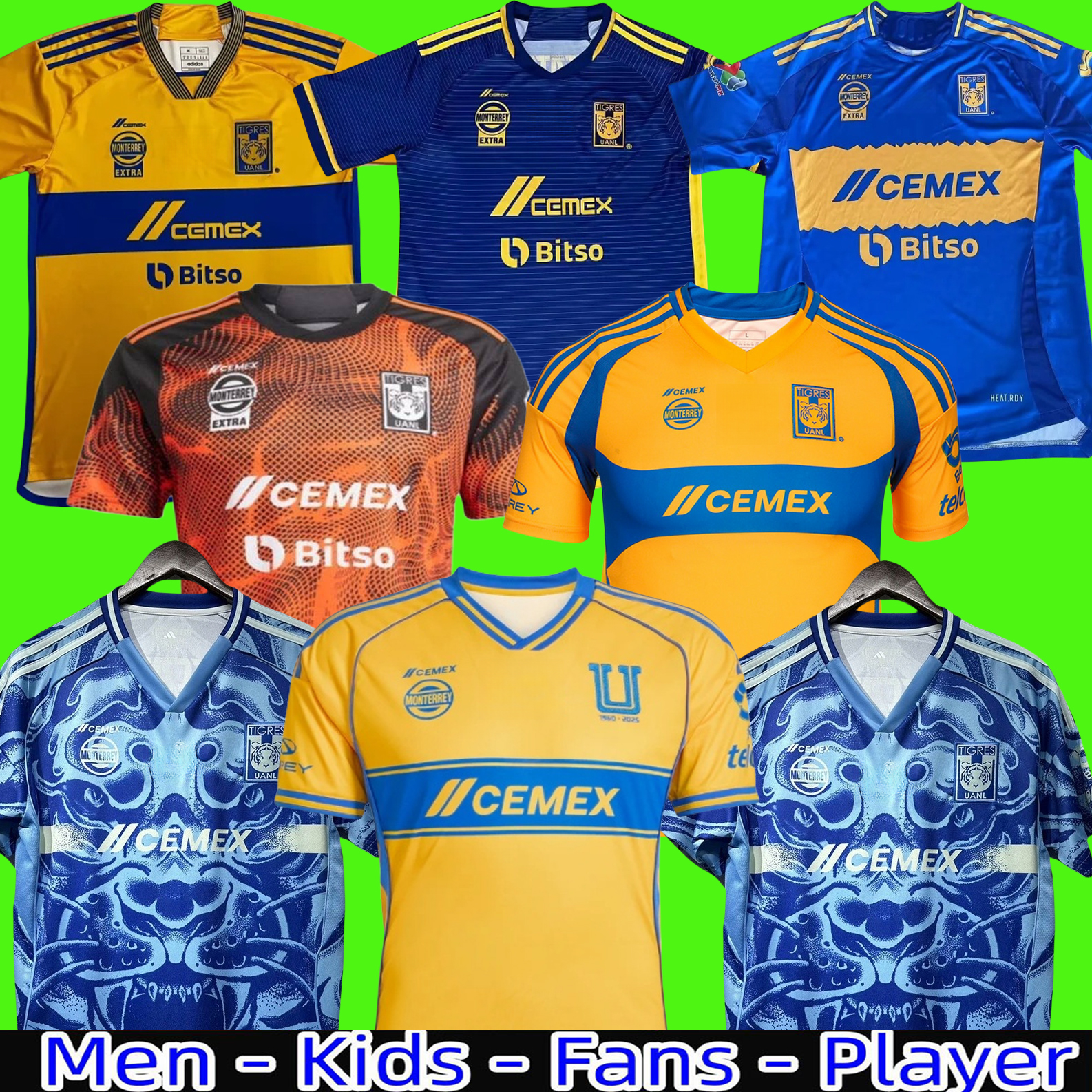 25 26 Tigres de la UANL Mens Soccer Jerseys 2025 2026 GIGNAC LOPEZ D. REYES PIZARRO AQUINO L. QUINONES Home Away 3rd limited Special Football Shirts