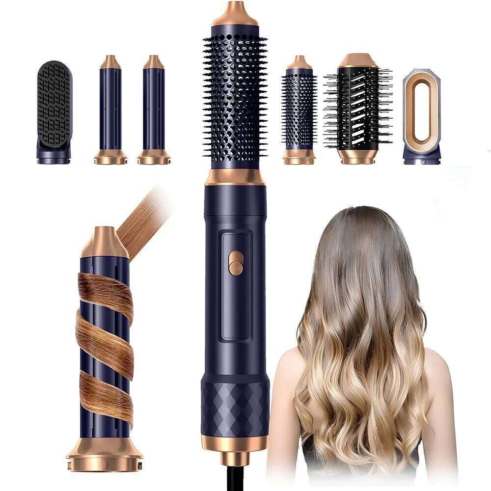 6 In 1 Electric Blow Dryer Comb Hairdryer Negative Ionic Blower Brush Air Styling Hair Curler Curling Wand