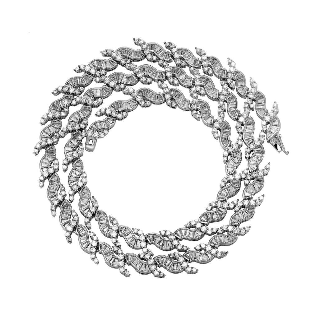 INS Style 8MM Wave Pattern Ice Crystal Necklace Niche Design High-end Sense Women's Bracelet Personality Simple Clavicle Chain Jewelry
