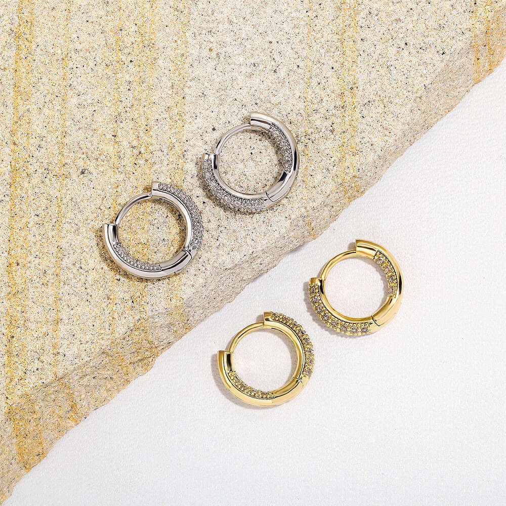Heavy Craft High-Quality Zircon Full Dia Circle Niche Commuter Advanced Sense Gold Australian Jewelry Earrings Ear Accessories