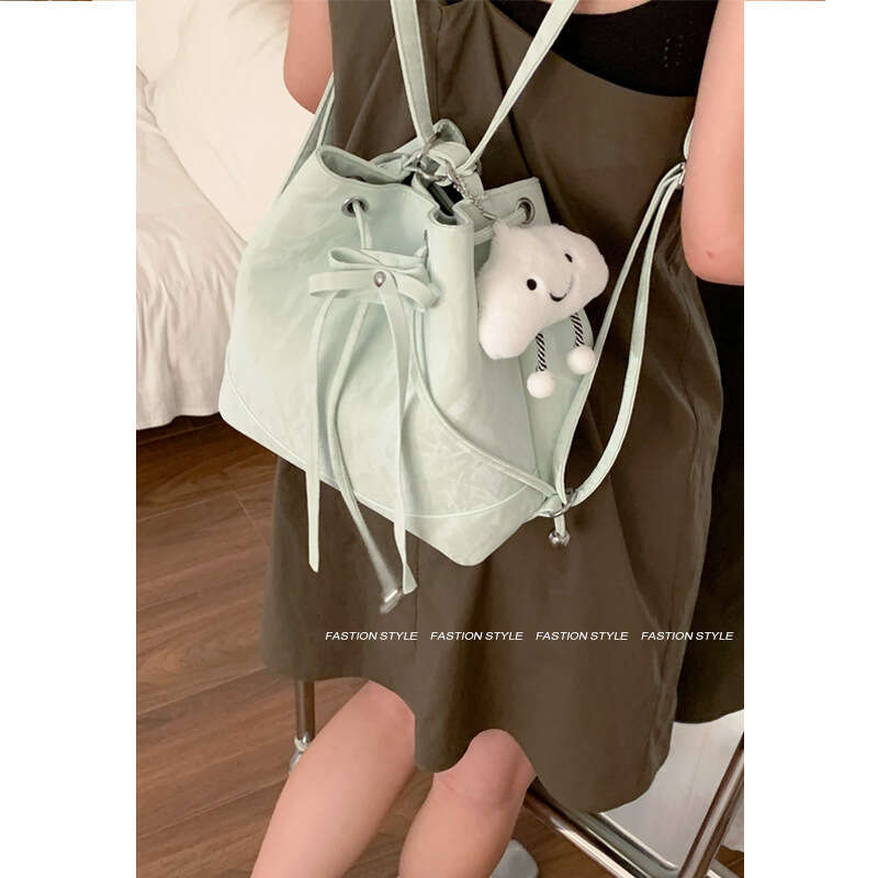 Summer Fresh Green Bucket designer bag Bag for Women, Single 2024 New Fashionable Double Shoulder Bag, Casual Large Capacity Backpack