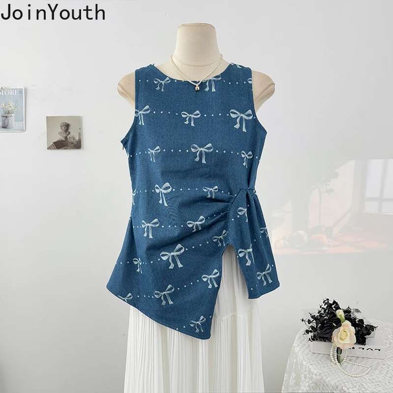 Summer Tanks Womens Clothes O-neck Sleeveless Folds Camis 2025 Ropa Mujer Slim Waist Irregular Plaid Vest Loose Casual Tops