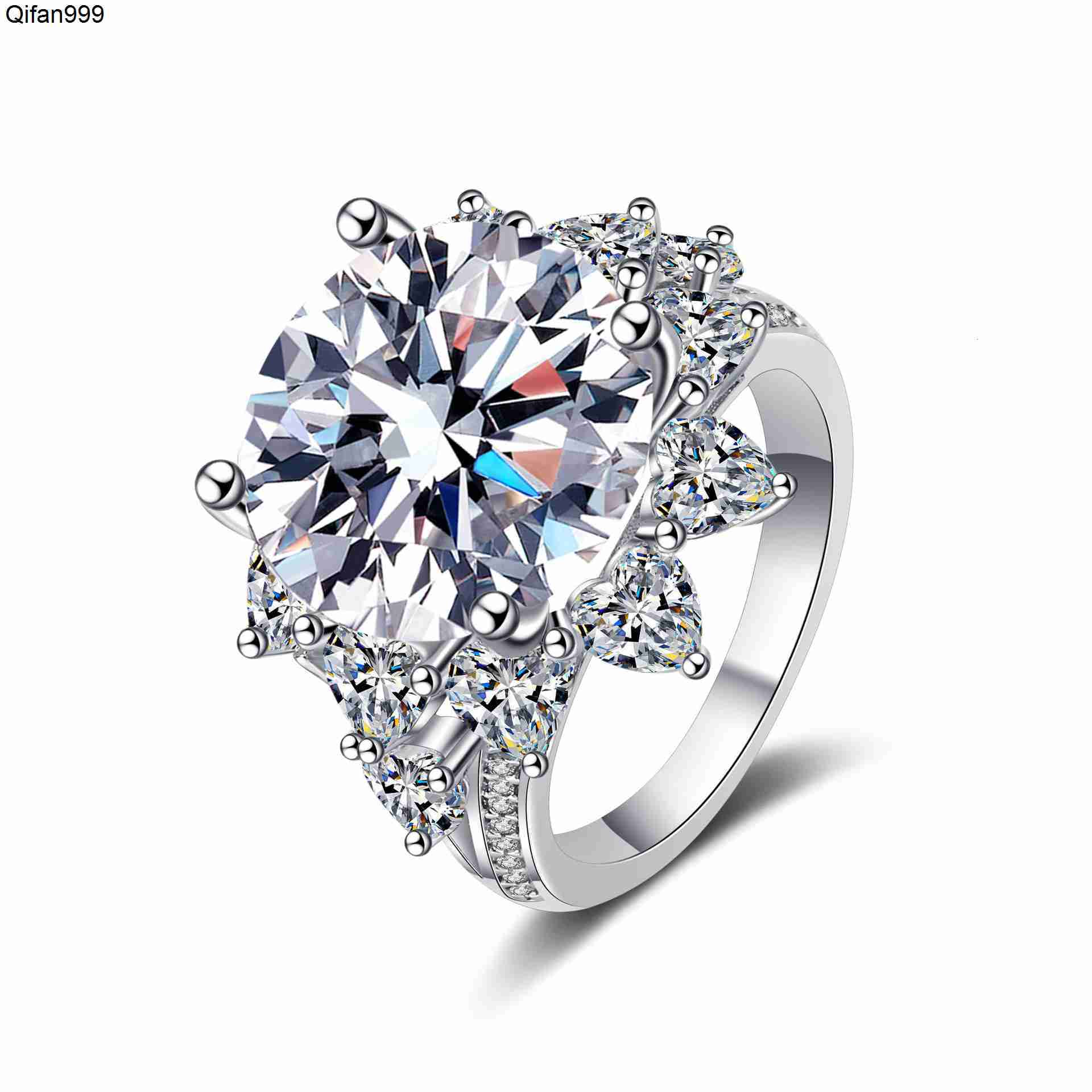 Big 10 Ct Fine Jewelry Wedding Ring 925 Silver Round Brilliant Cut Diamond Ring Women 14K Engagement Moissanite Ring Gift