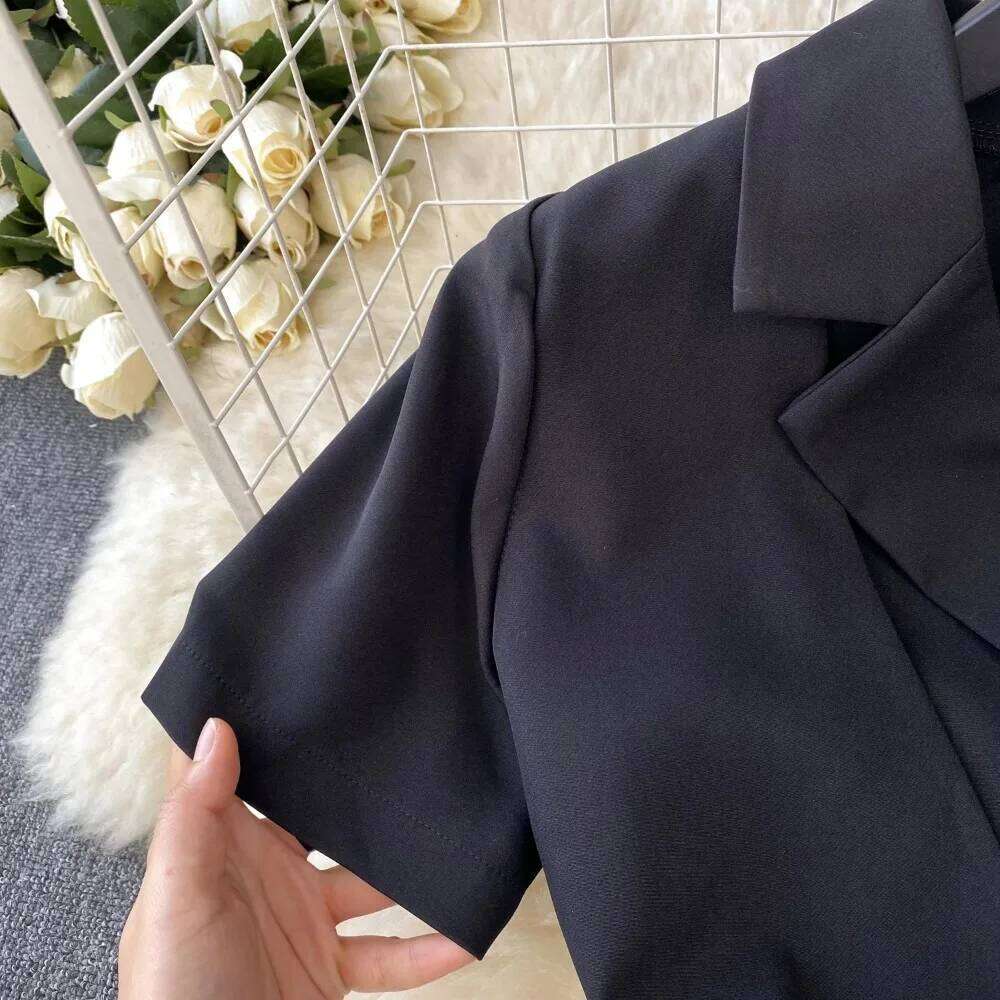 Sexy Turn-Down Collar Short Sleeve Lace-Up Sweet Dress Chic Elegant Vestidos Vintage Summer Women Korean Fashion A-Line Dresses