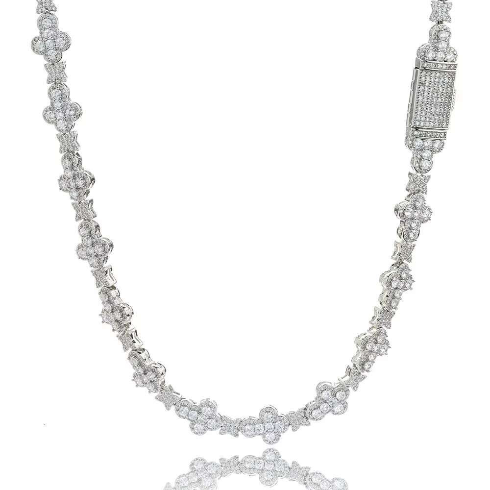 Hot Sale Hip Hop 10mm Cross Star S925 Silver Moissanite Necklace High End Clavicle Chain for Women Jewelry Necklace for Men