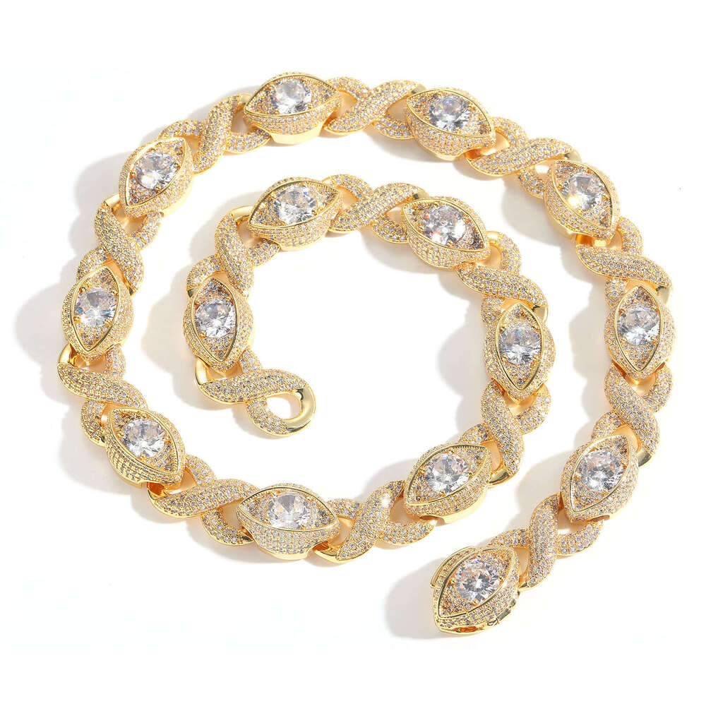 15MM Infinite Eye Figure-8 Cuban Chain Micro Paved Zircon Personality Hip Hop Men's Necklace 0d03