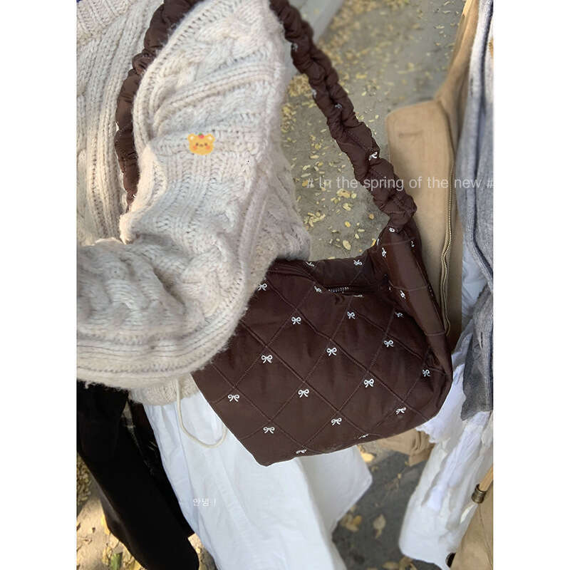 Niche Winter designer bag Down for Women 2024 New Korean Style Nylon Dumpling Versatile Crossbody Shoulder Underarm Bag