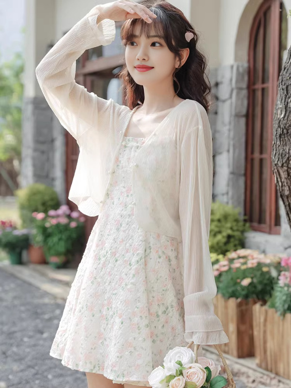 K1099 With suspender dress chiffon sun protection clothing jacket cardigan women summer small shawl cardigan outer wear outer thin style
