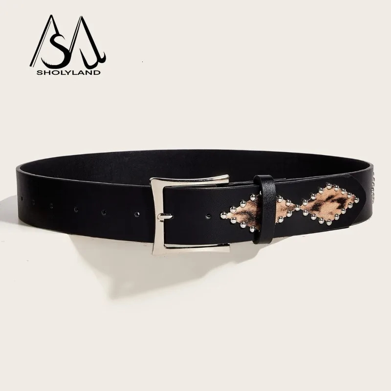 The Punk-style Riveted Leopard Print Personalized Belt Is Decorated with A Versatile Pin Buckle Belt and Trendy Belt 250617