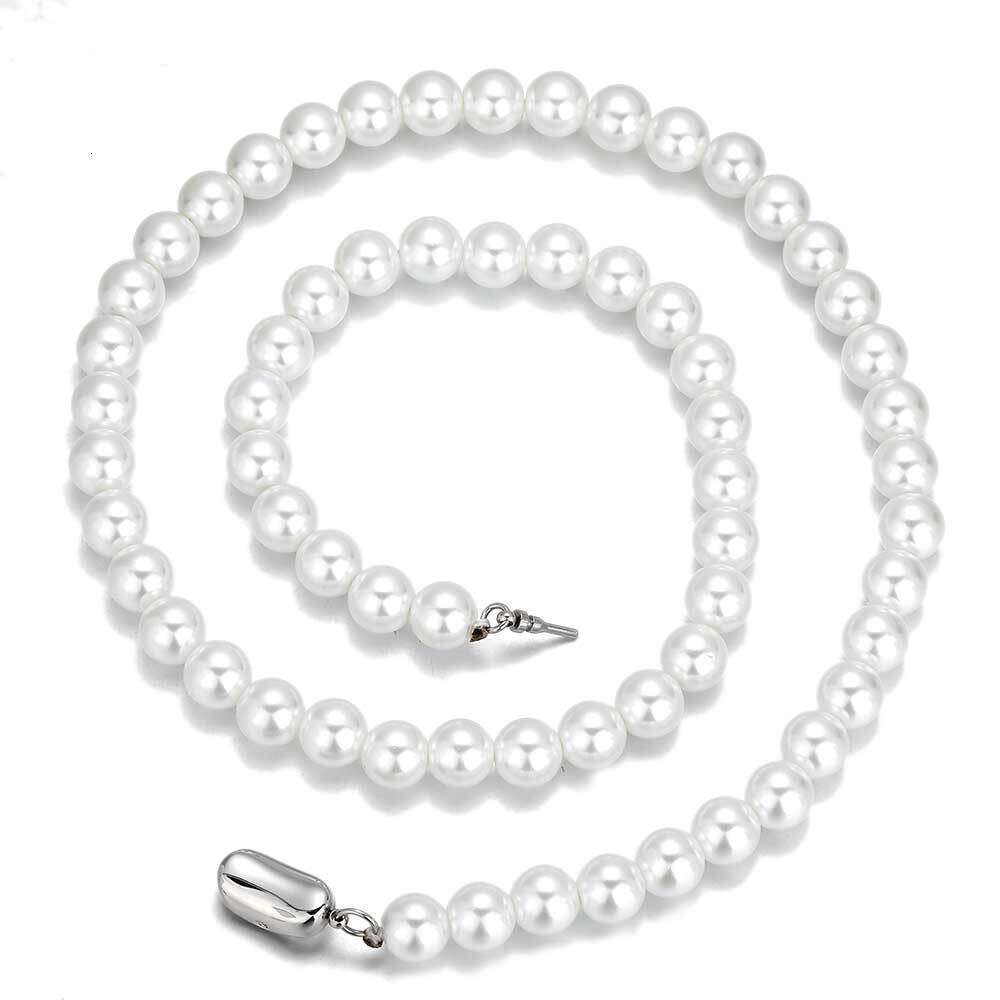 Hip Hop Bracelet 8mm Pearl Necklace for Women Light Niche Design Choker High-end Clavicle Chain ef79